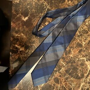 JF J.Ferrar Navy and Gray Striped Tie